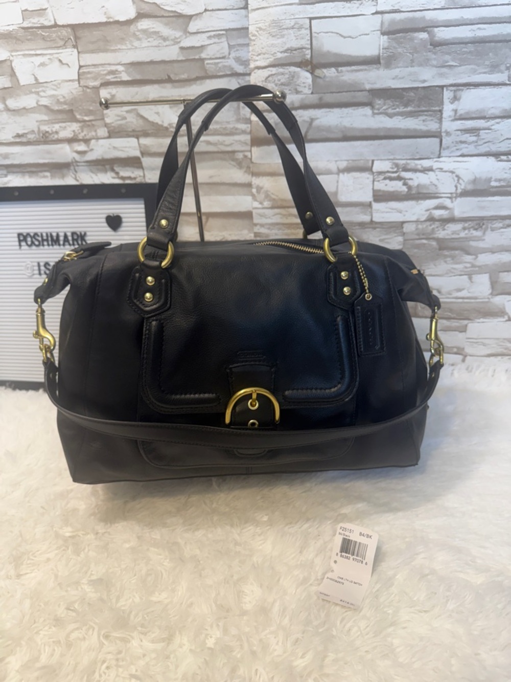 Coach Black Leather Campbell Satchel - Picture 2 of 16